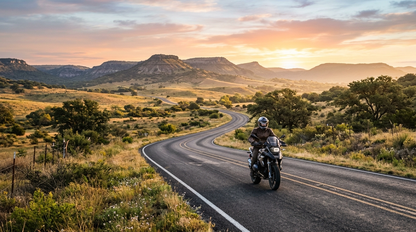 Map and notebook used to prepare for a motorcycle insurance call in Texas