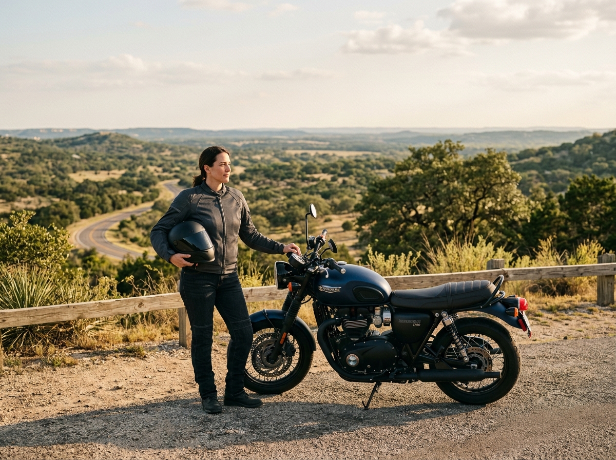 A rider preparing for a conversation about motorcycle insurance in Texas
