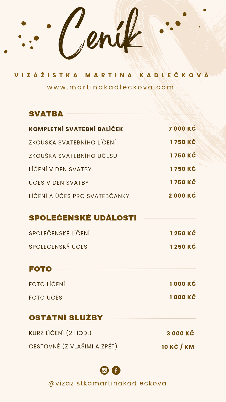 Grafický ceník Martiny Kadlečkové