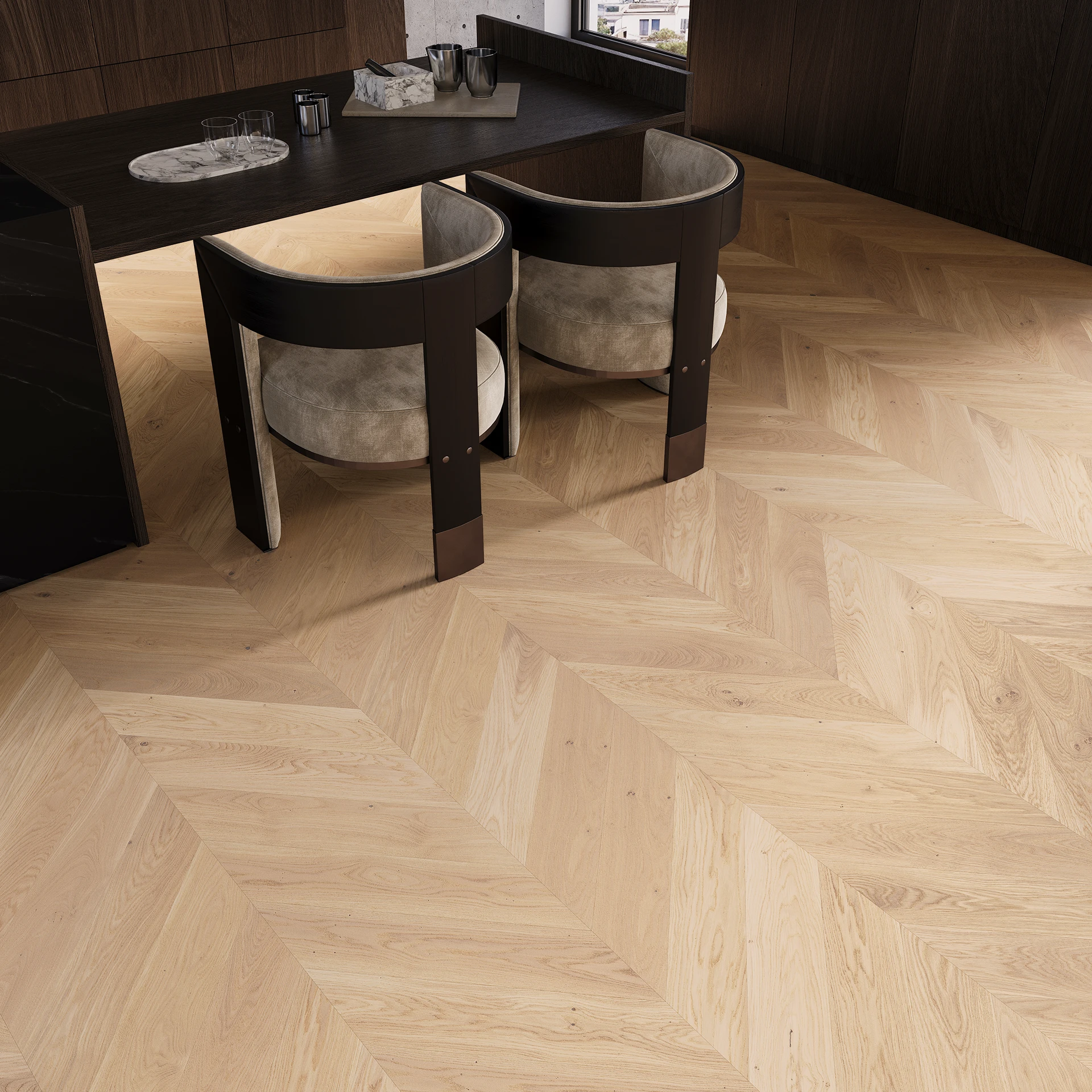 Dub SALT Chevron 1WV000007 - Třívrstvá dřevěná podlaha zobrazenie 2