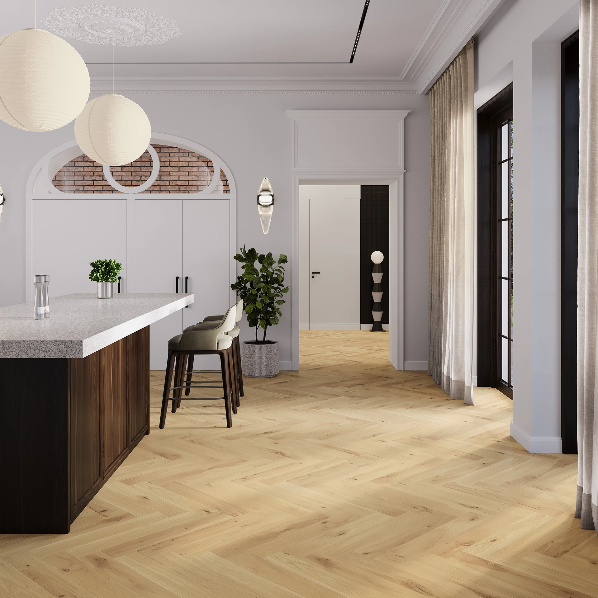 Dub RAMSEY Herringbone 110 1WC000015 - Třívrstvá dřevěná podlaha