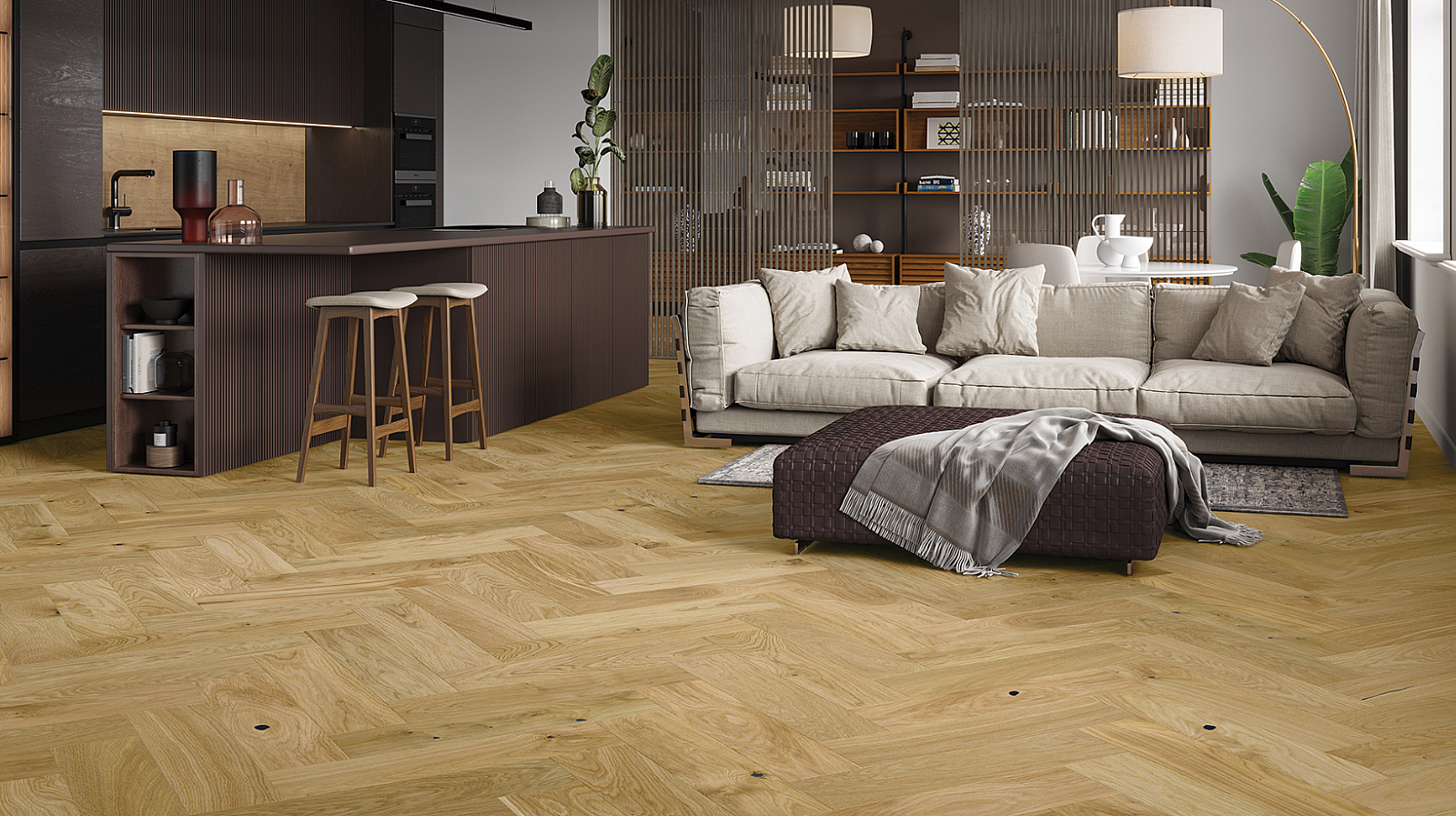 Dub CARAMEL Herringbone 180 1WC000024 - Třívrstvá dřevěná podlaha