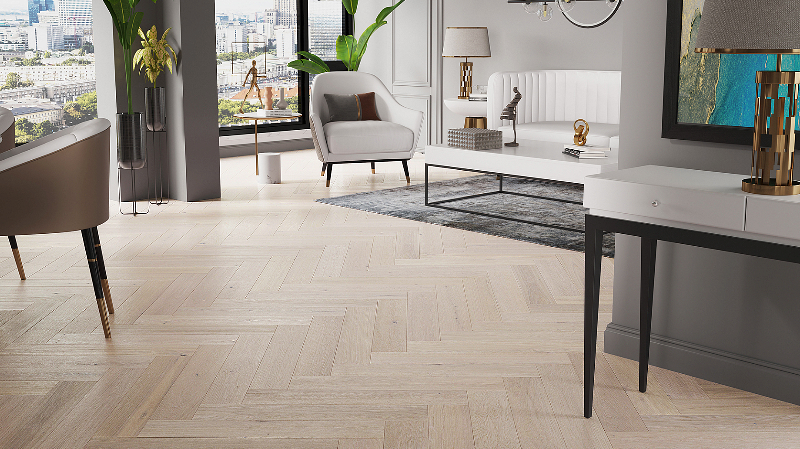 Dub TRIVOR Herringbone 130 1WC000008 - Třívrstvá dřevěná podlaha