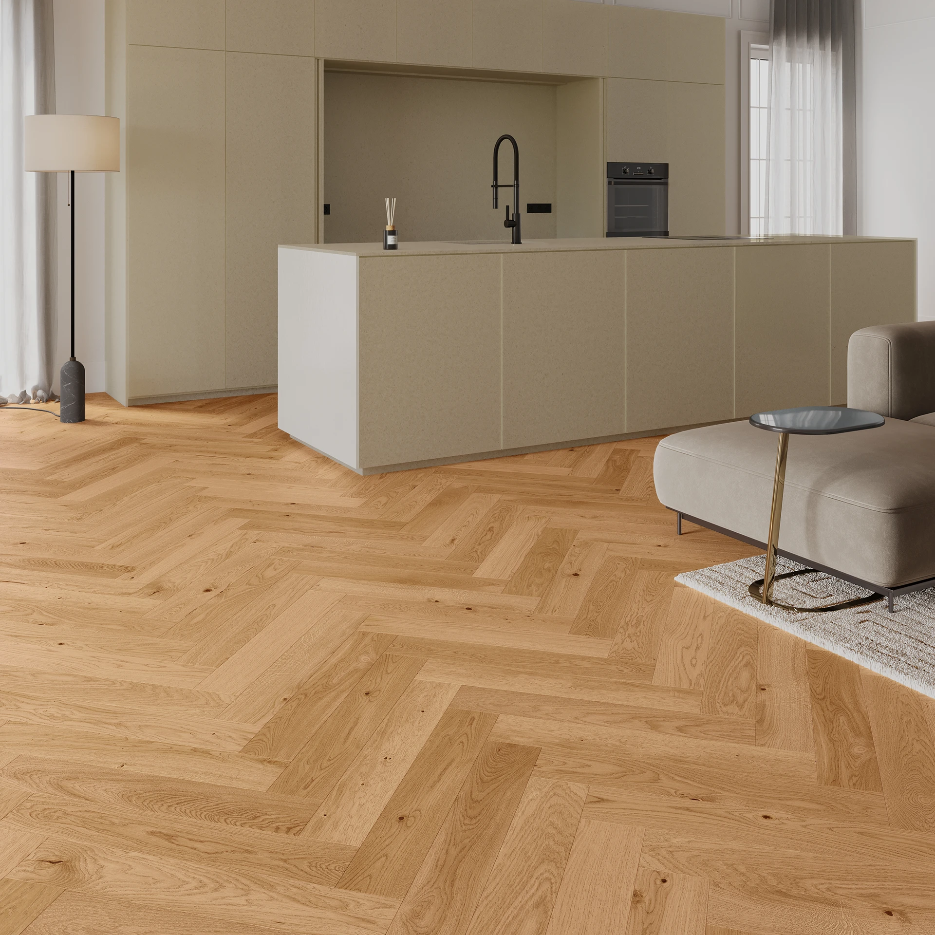 Dub TOFFEE Herringbone 130 1WC000017 - Třívrstvá dřevěná podlaha