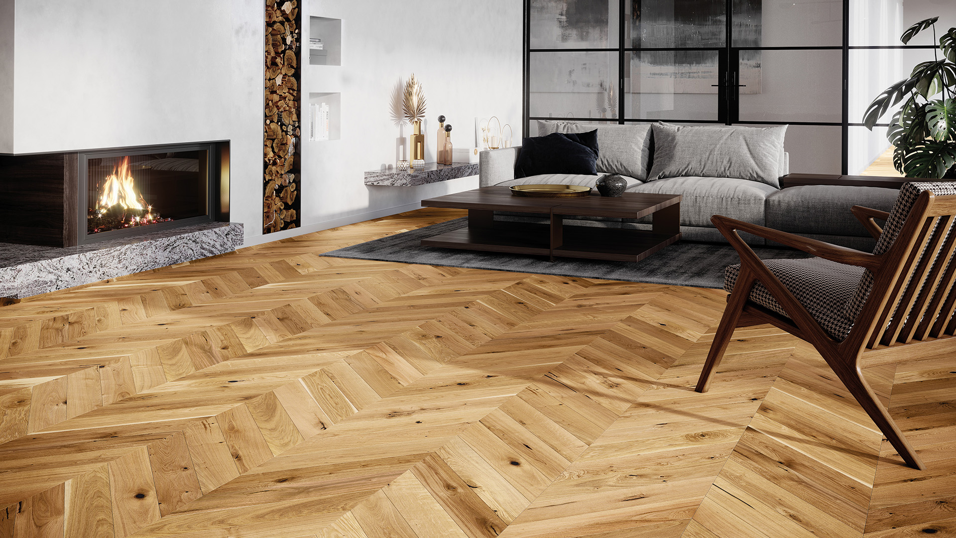 Dub RAISINS Chevron 1WV000003 - Třívrstvá dřevěná podlaha