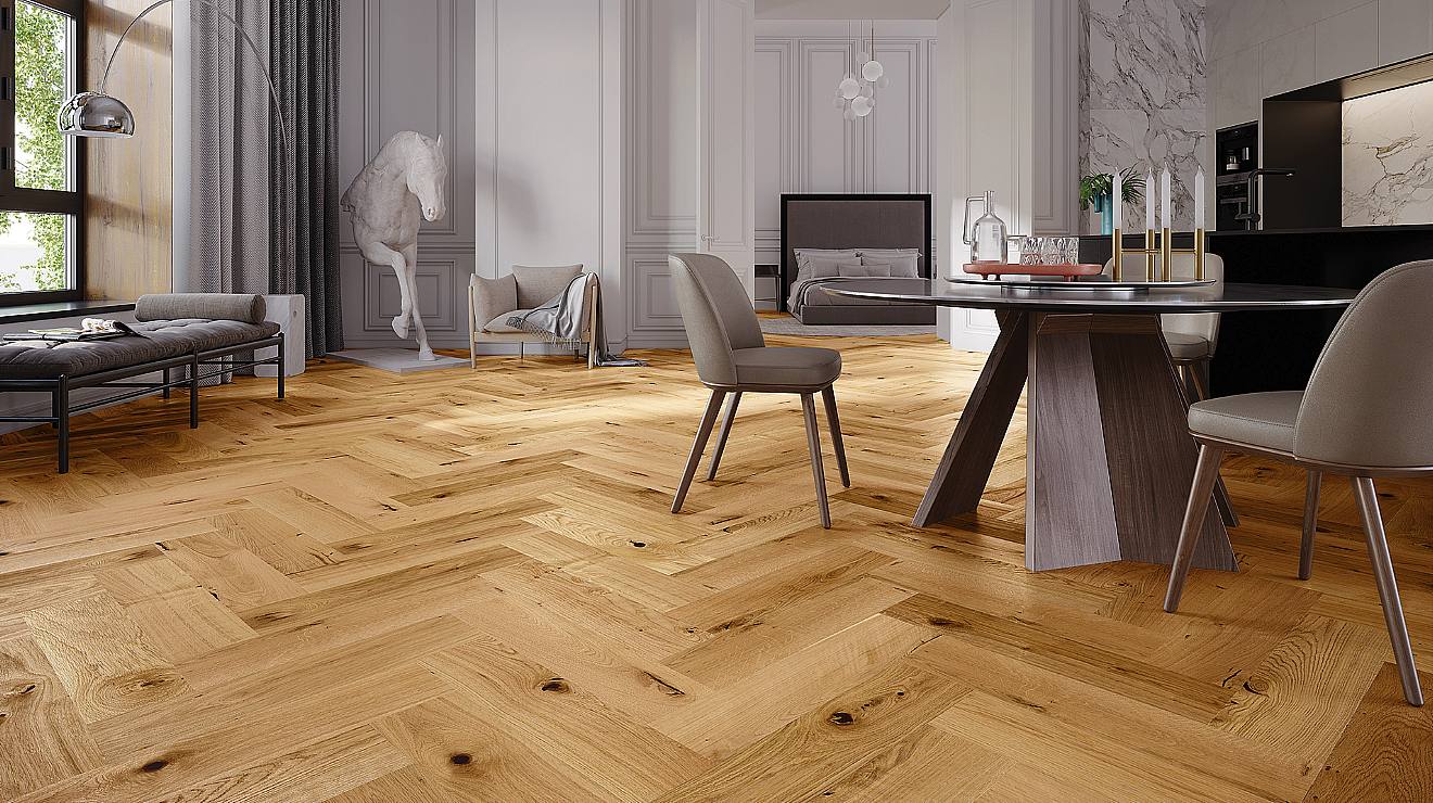 Dub RAISINS Herringbone 180 1WC000025 - Třívrstvá dřevěná podlaha