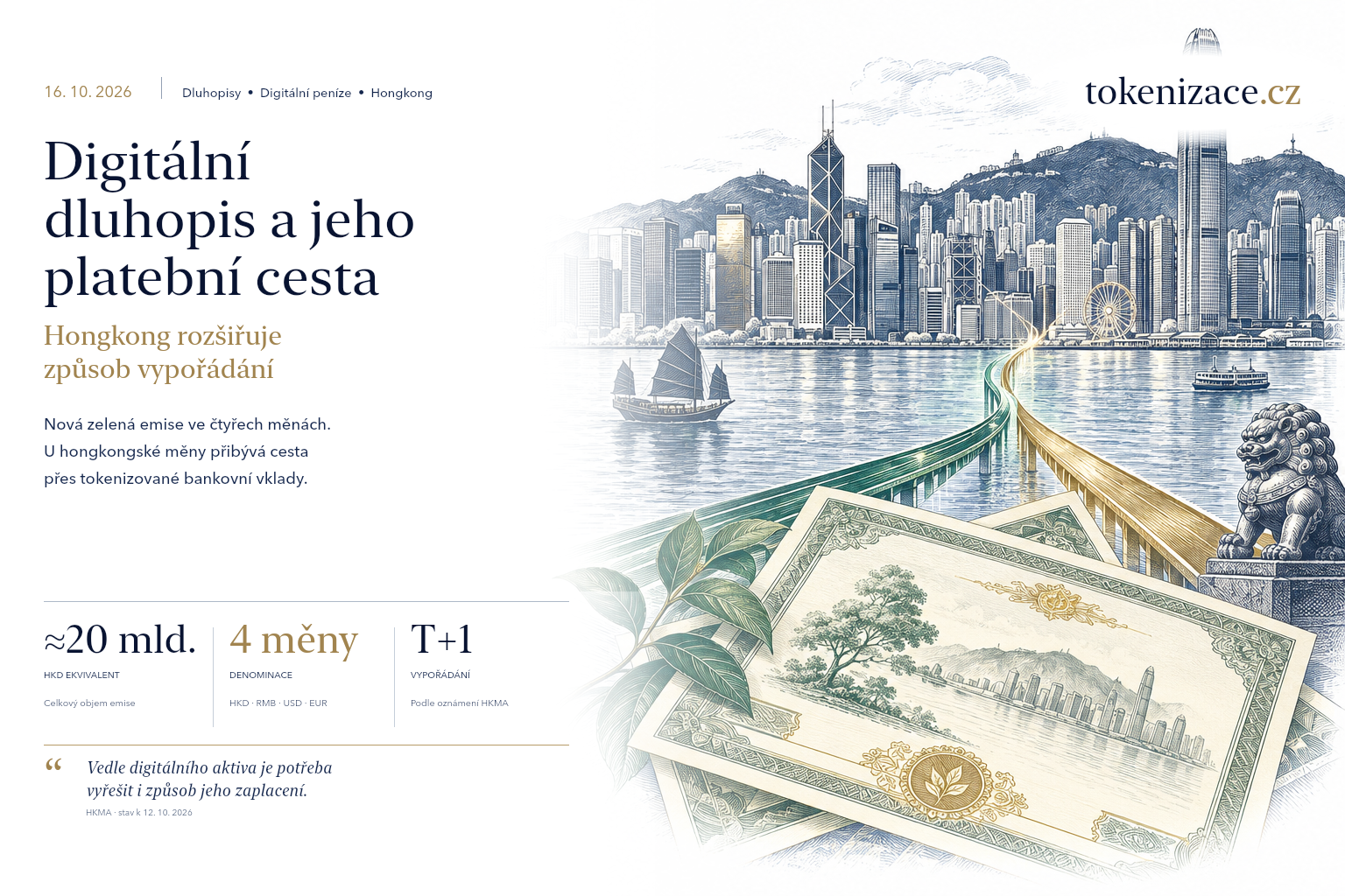 Hongkong vydává další digitální zelené dluhopisy. Novinkou je způsob zaplacení