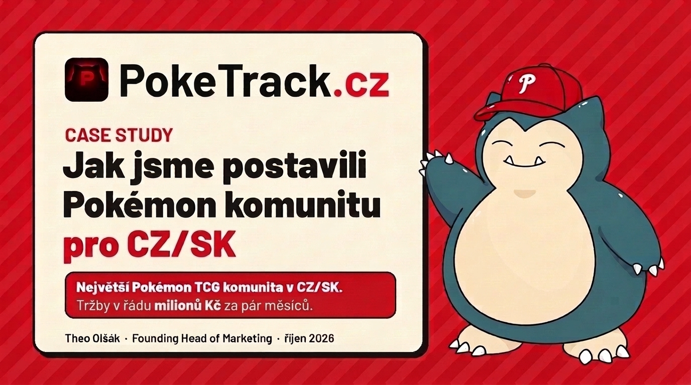 Logo PokeTrack.cz a maskot Snorlax s červenou kšiltovkou na červeném pozadí