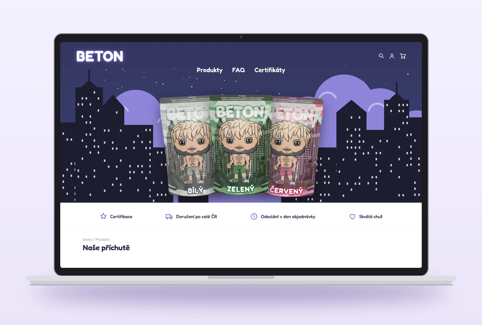E-shop Beton City na notebooku