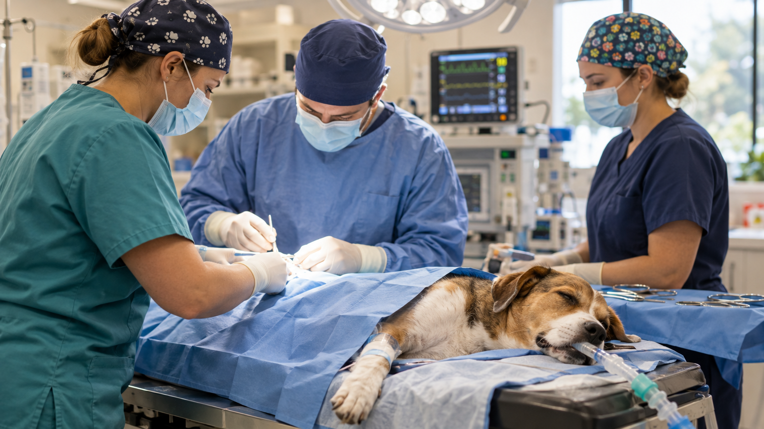 Operace psa na veterinární klinice