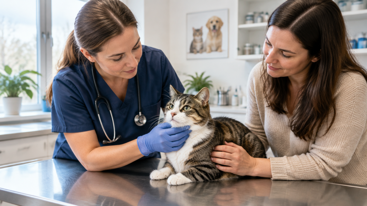 Vyšetření kočky u veterináře