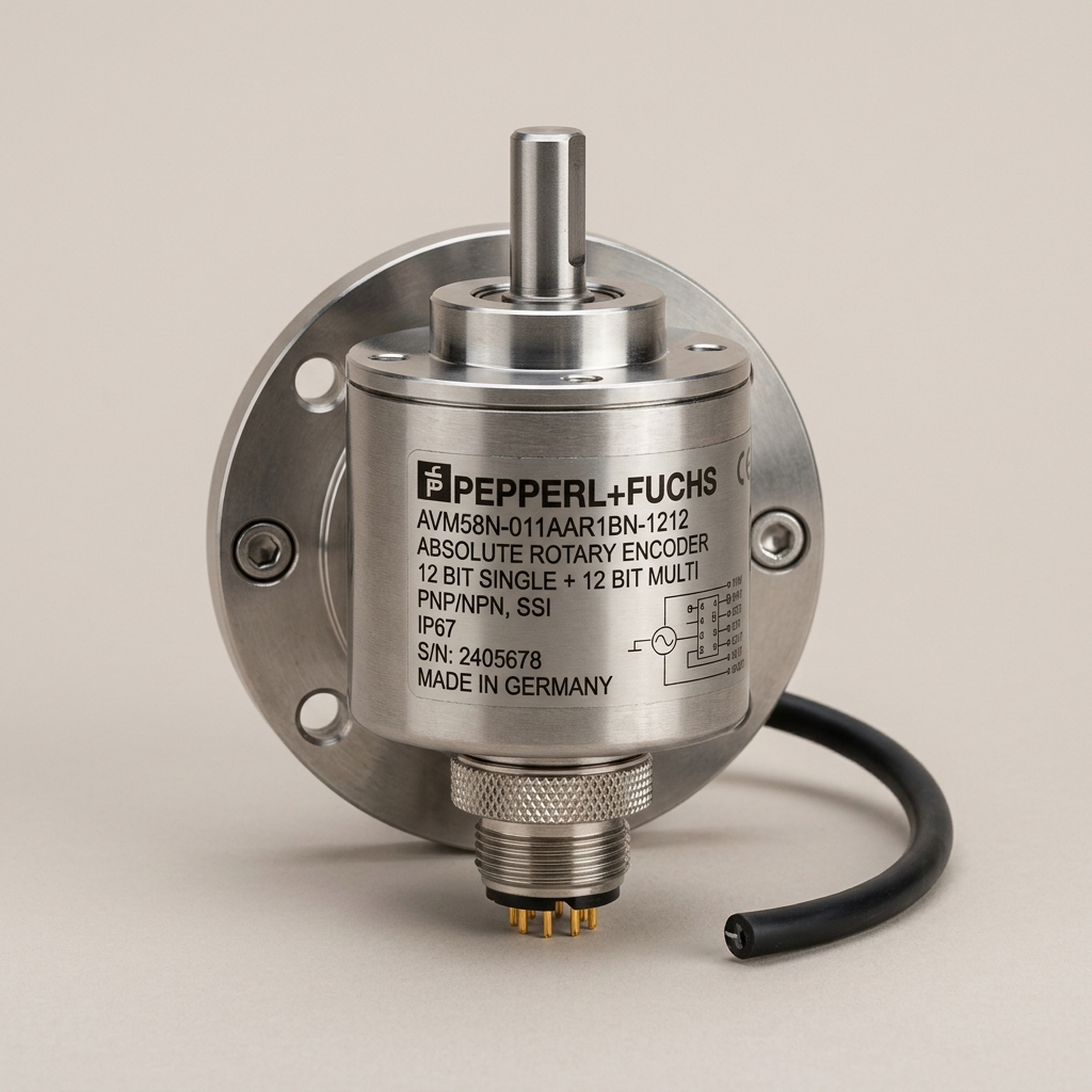 TR Electronic absolute rotary encoder with flange and shaft