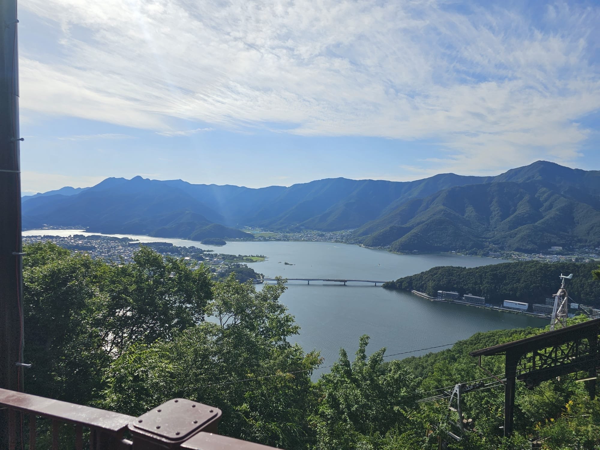 Lake Kawaguchiko from above at the ropeway
