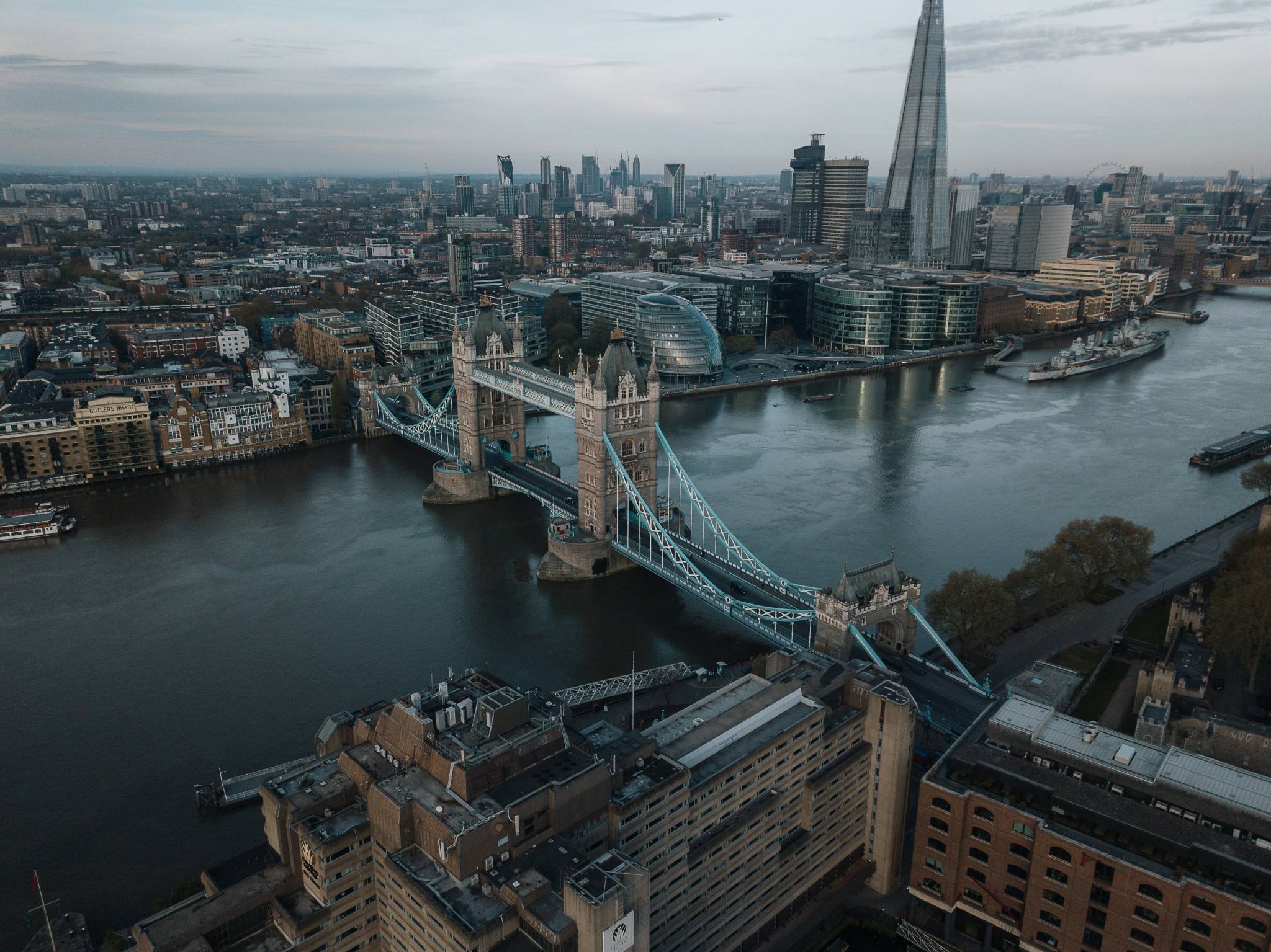 Tower bridge from the sky.