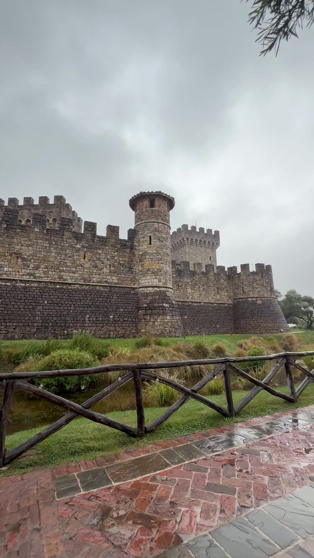 The drawbridge and portcullis entrance gate of Castello di Amorosa