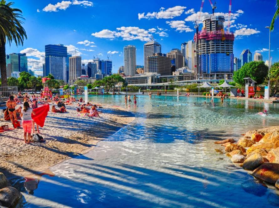 Brisbane river and city skyline