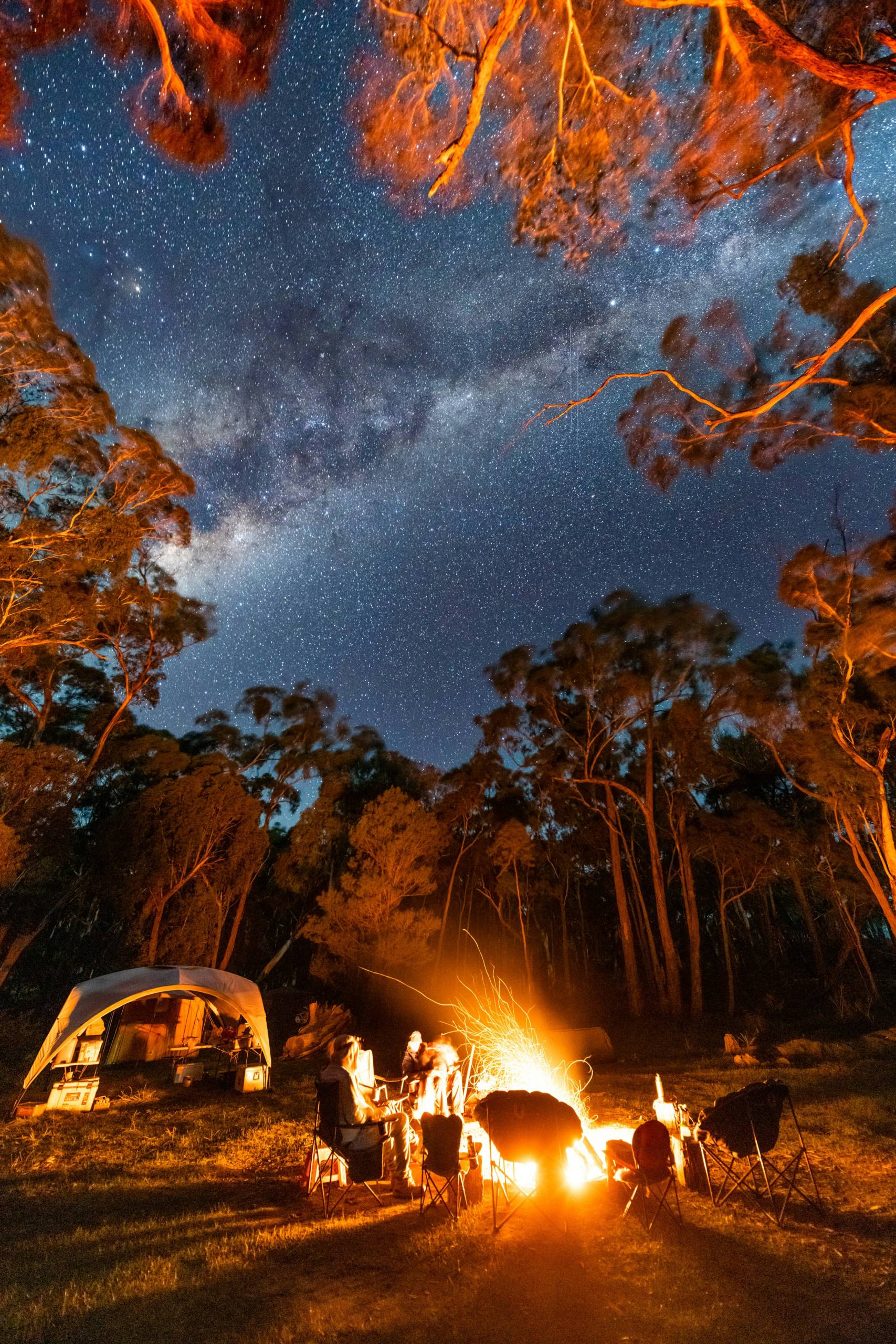 Camping australia in the evening