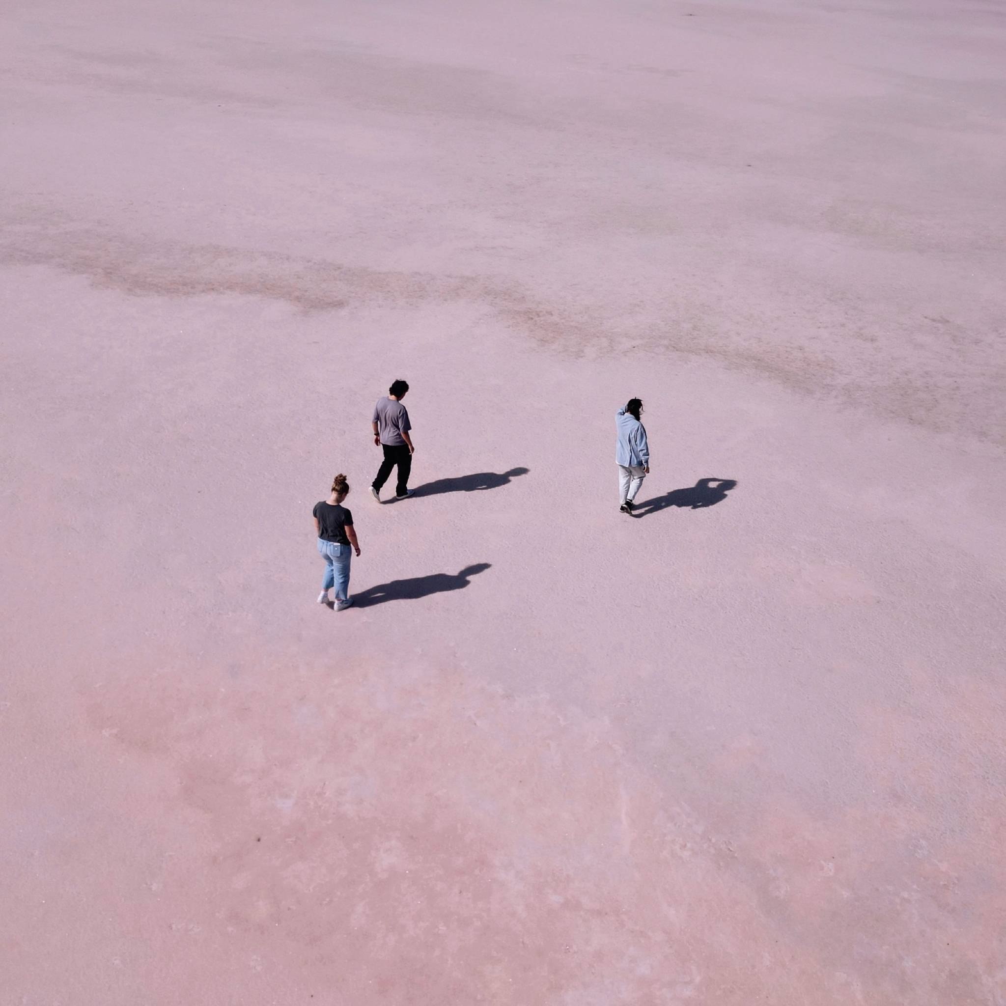 People walking on the pink lake dimboola australia.
