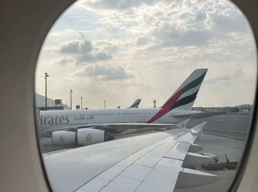 Emirates A380 planes on the runway
