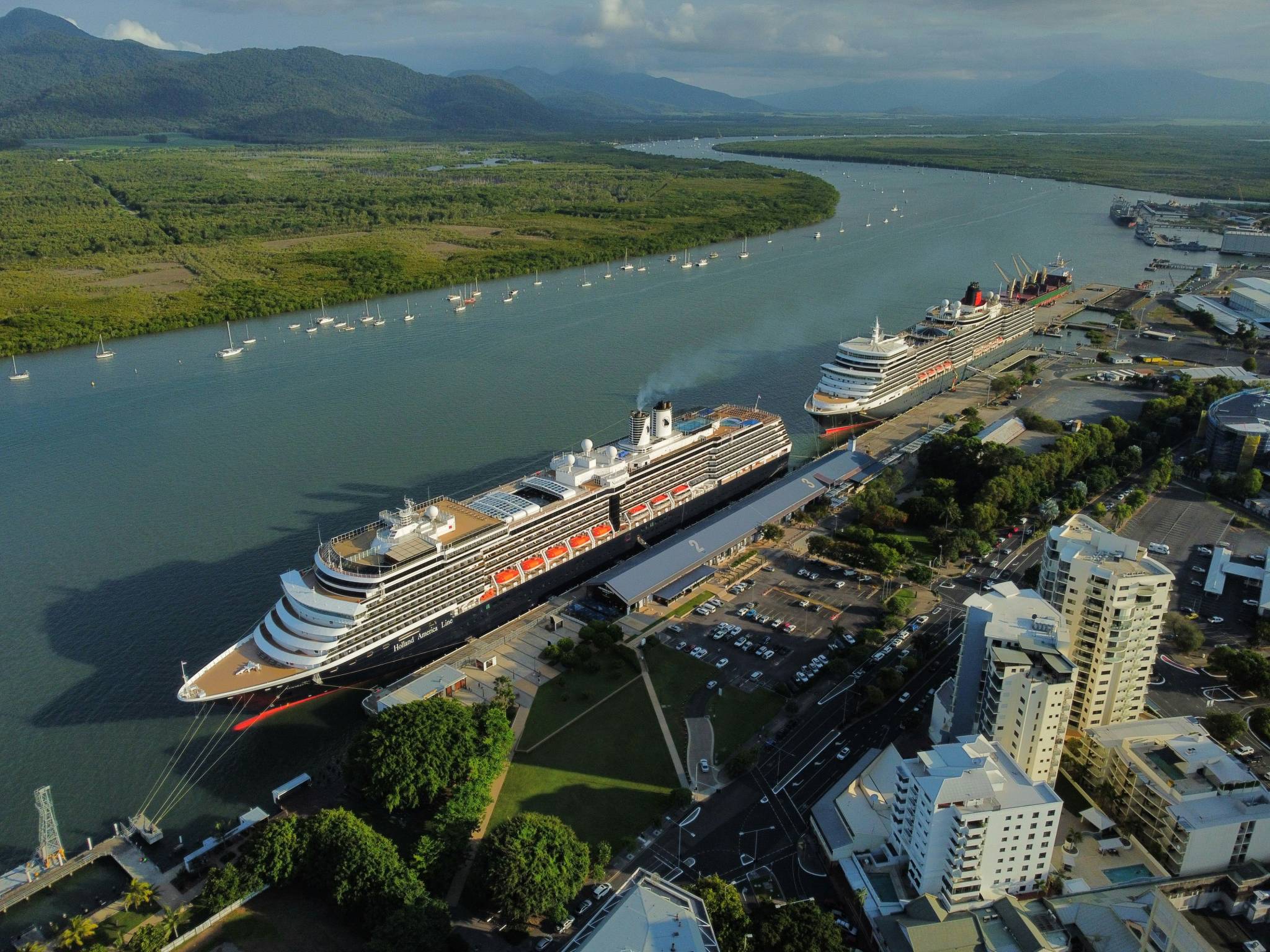An aerial view of cairns city in queensland.