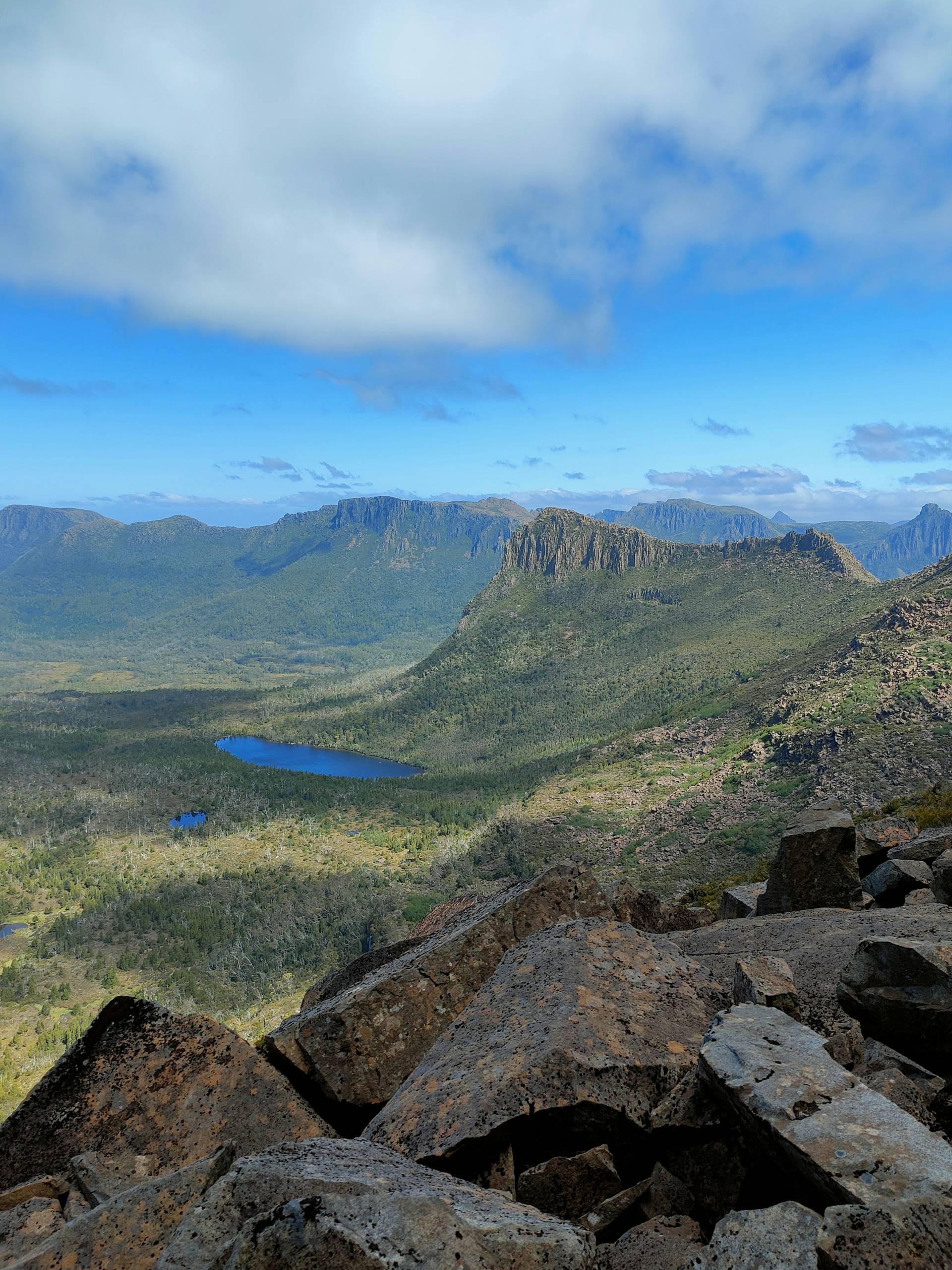 Looking out to cradle mountain in the Lake St Clair National Park.