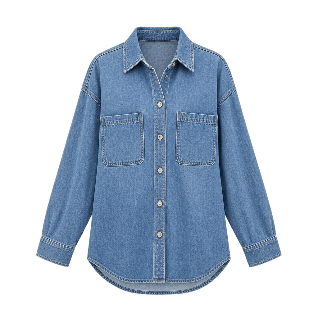 Afslappet denimovershirt