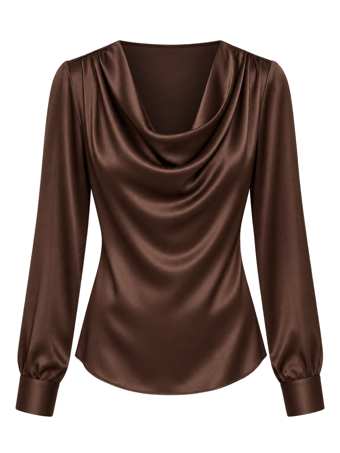Chokoladebrun silkebluse