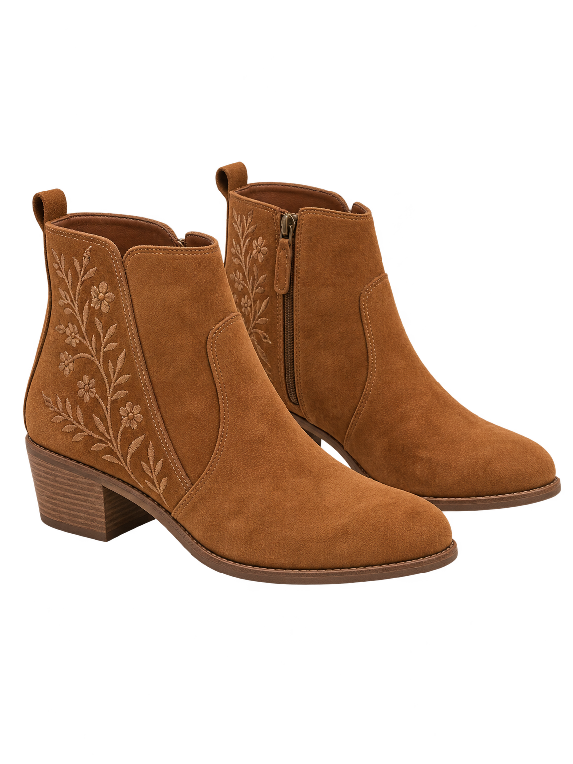 Cognacfarvede ruskindsboots