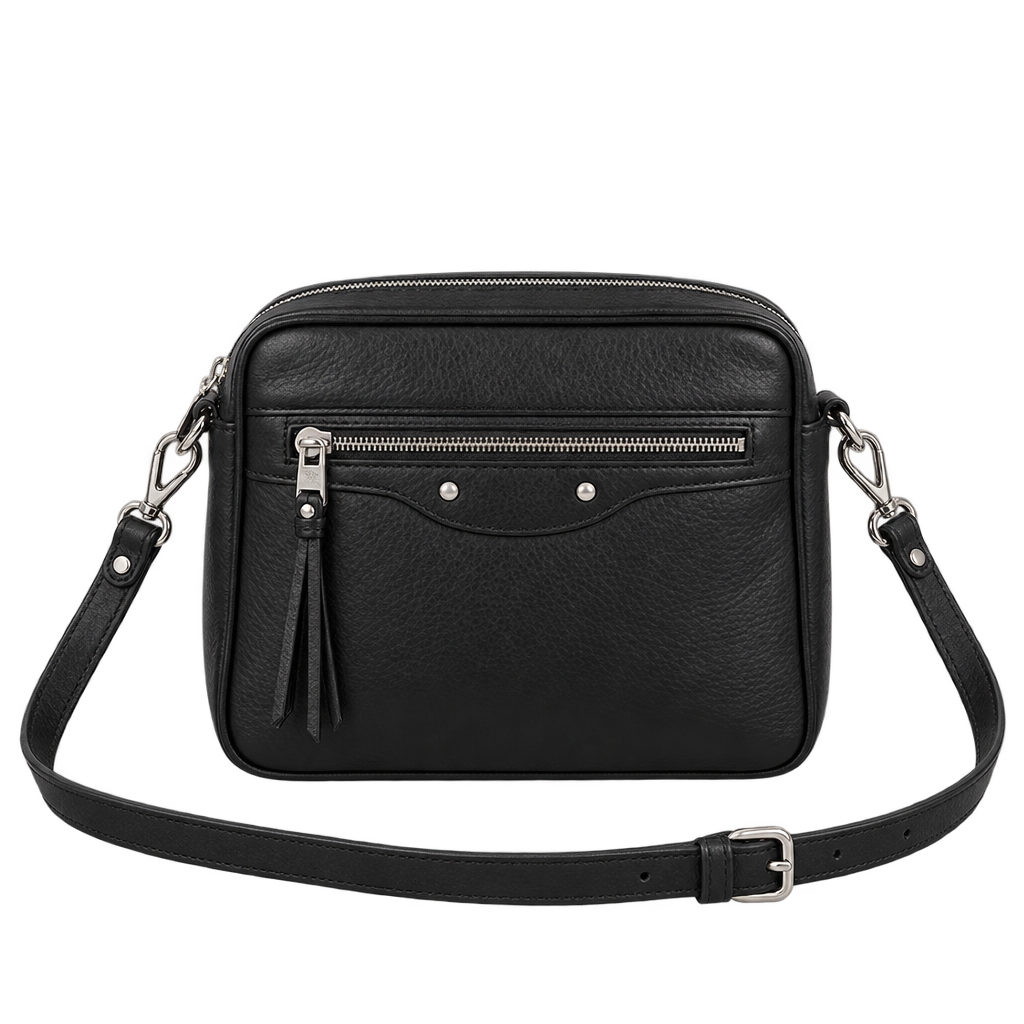 Sort læder-crossbody