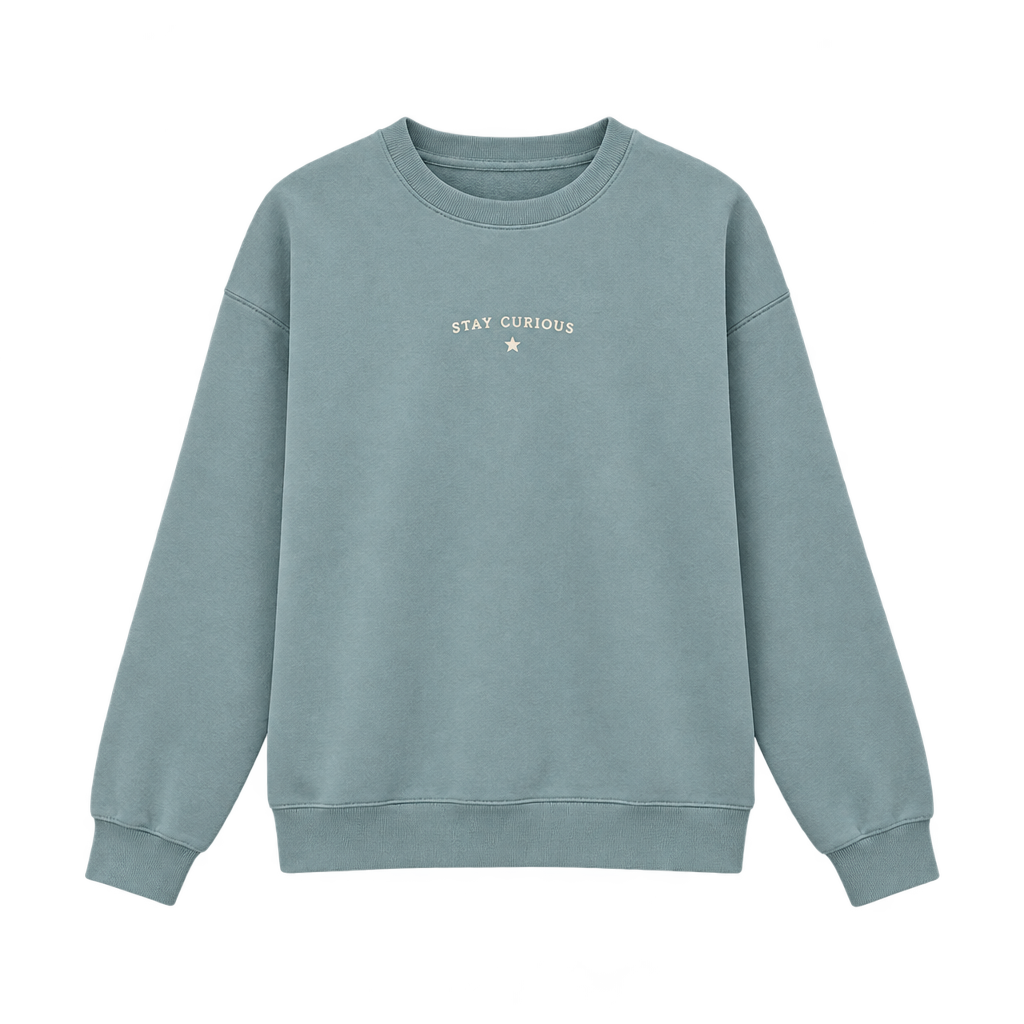 Støvet teal statement-sweatshirt