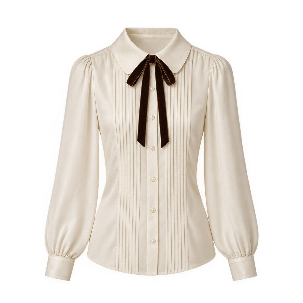 Elfenbensfarvet kravebluse