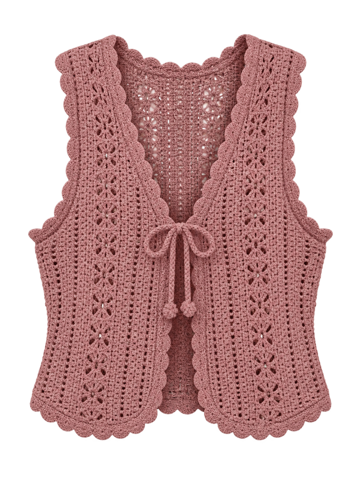Støvet rosa hæklevest