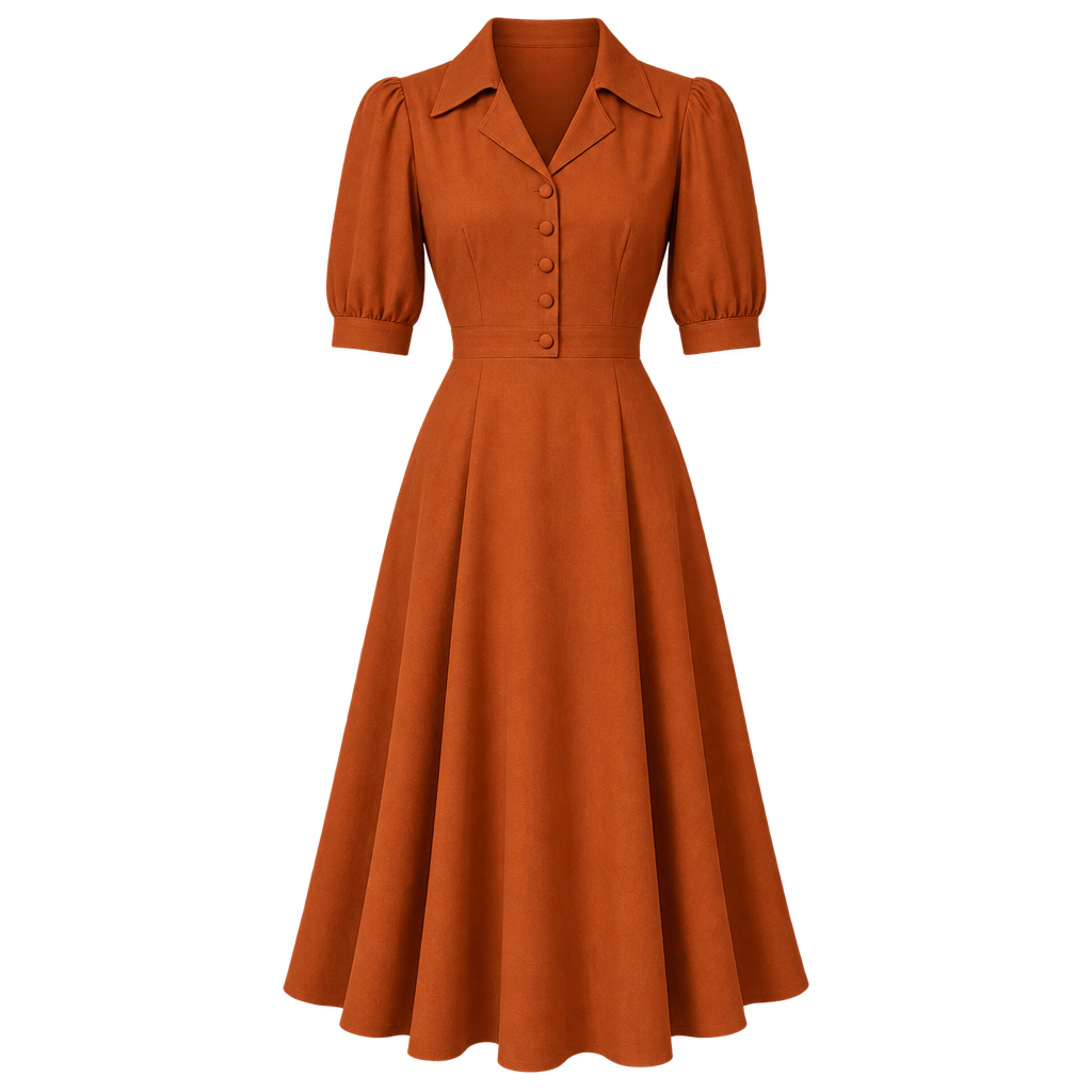 Brændt orange midikjole