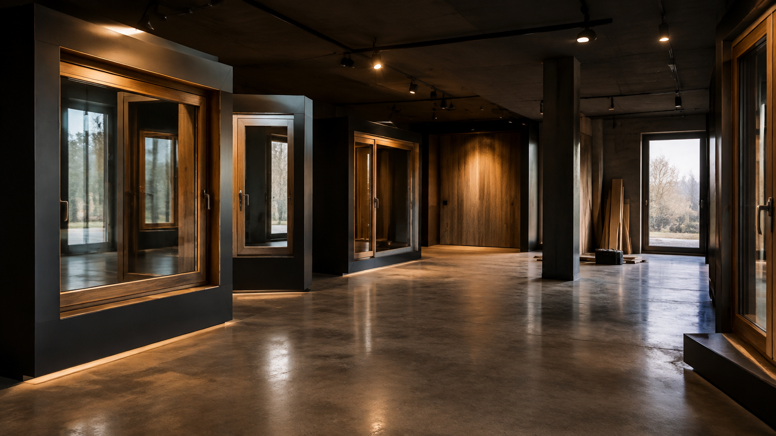 Lo showroom in allestimento