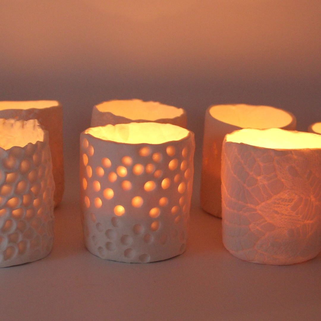 Papierporselein: sfeervolle theelichthouders