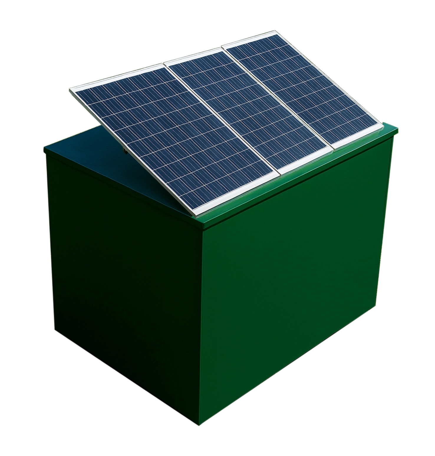 CaloRa tepelná baterie - zelený kontejner se solárními panely