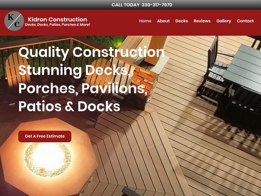 Kidron Roofing & Decks website design by Halo Creatives