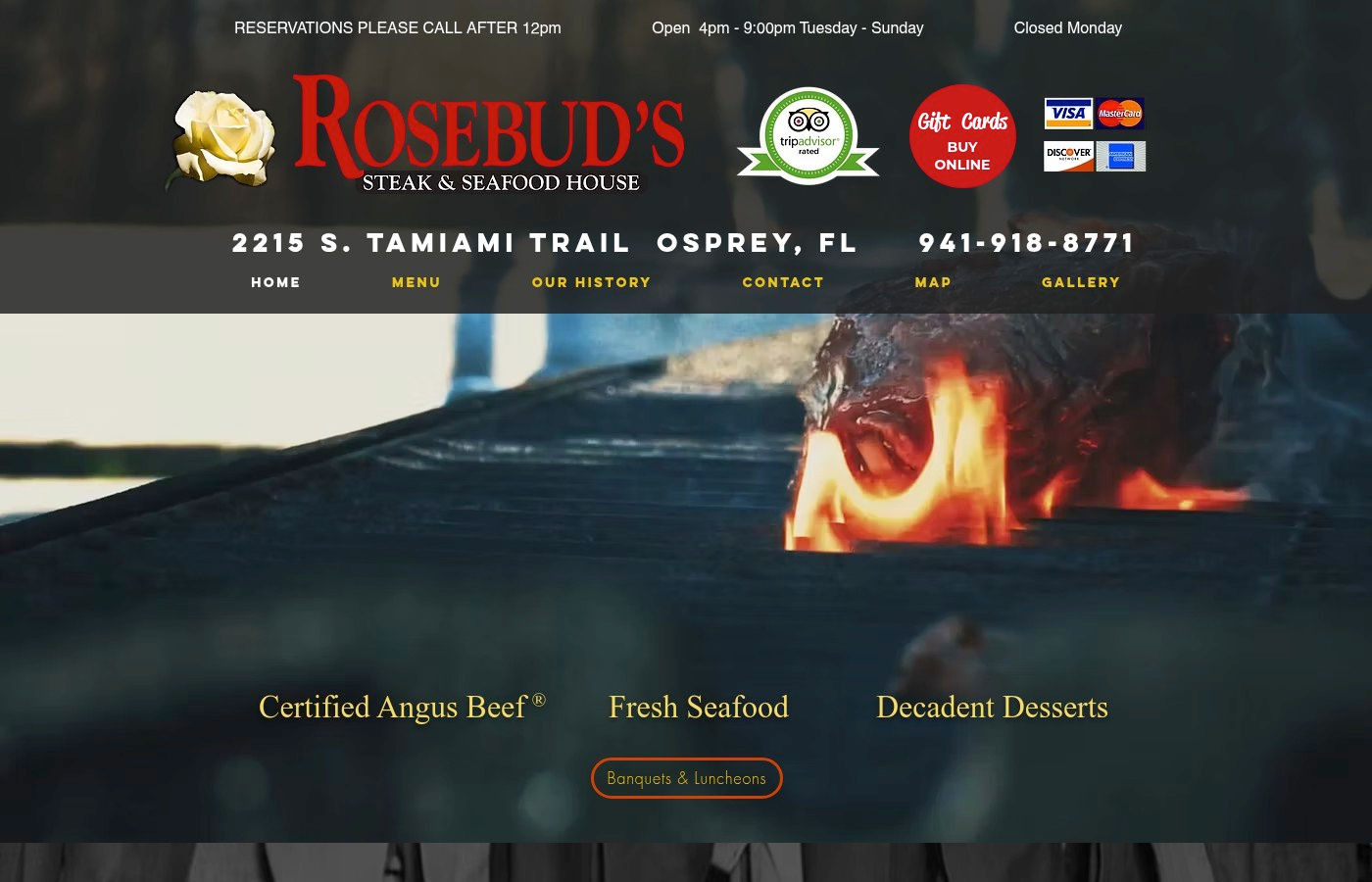 Rosebud's Steak & Seafood House website design by Halo Creatives