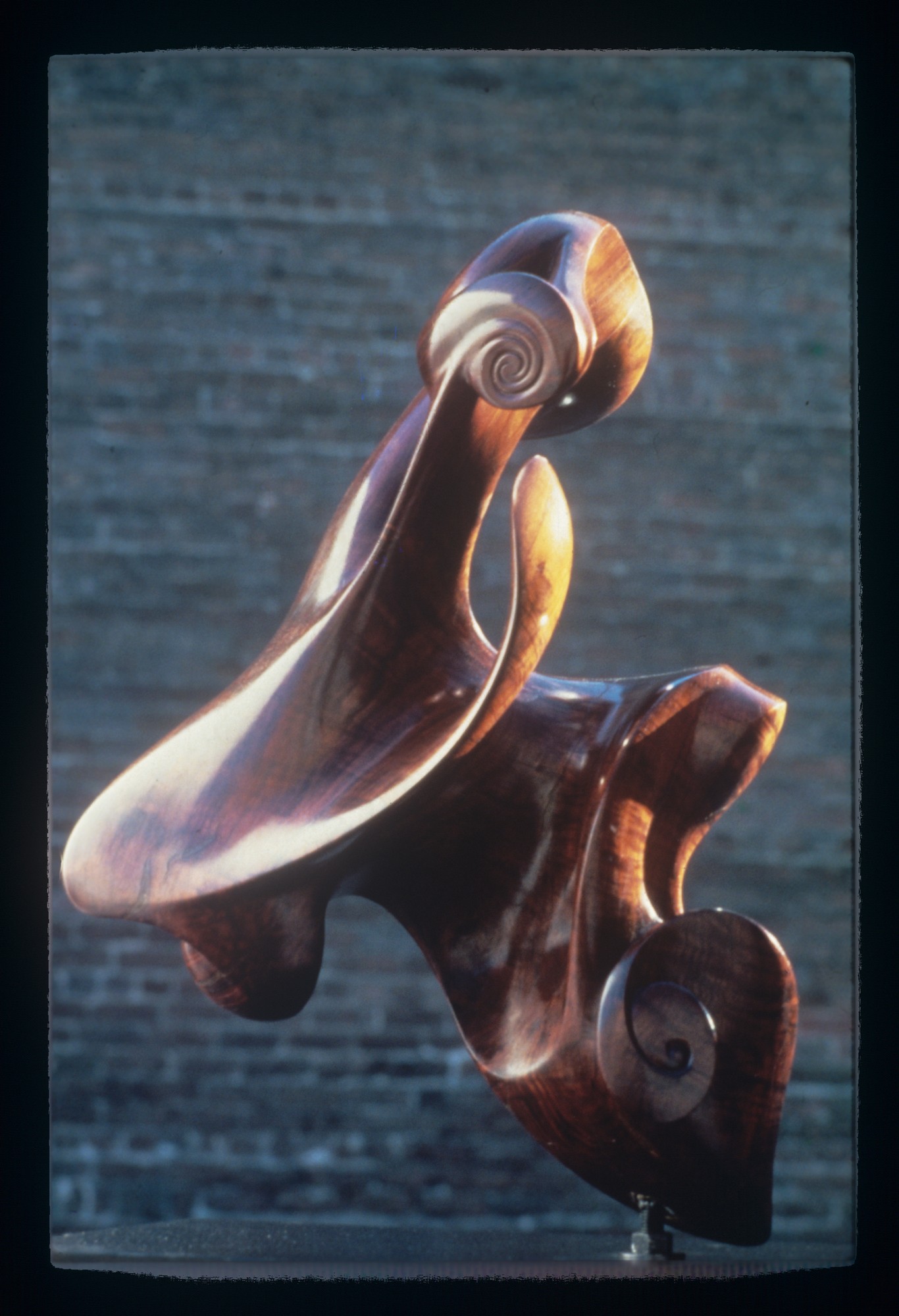 Elegant wooden sculpture with flowing curves