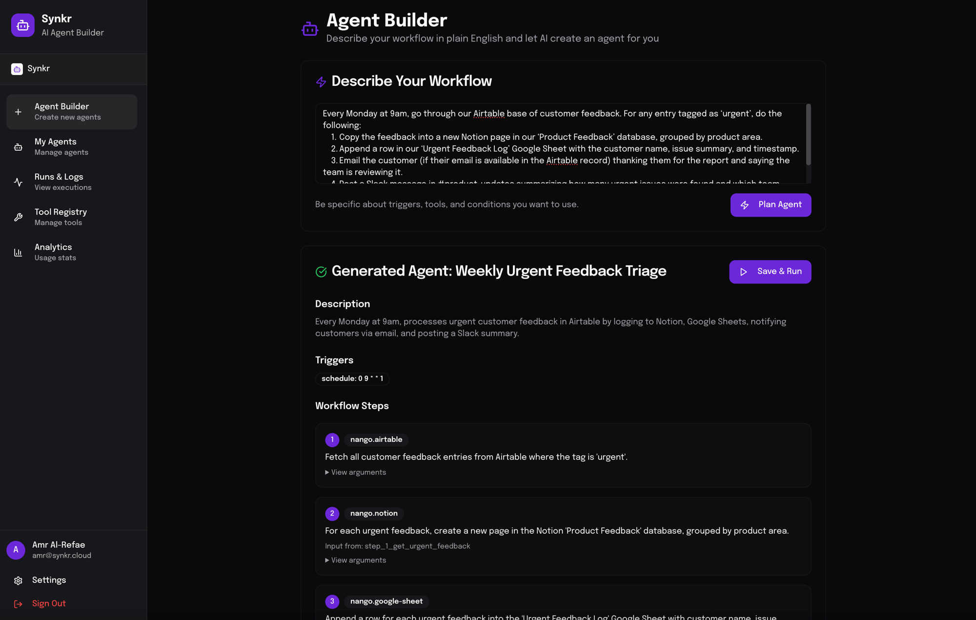 AI automation dashboard