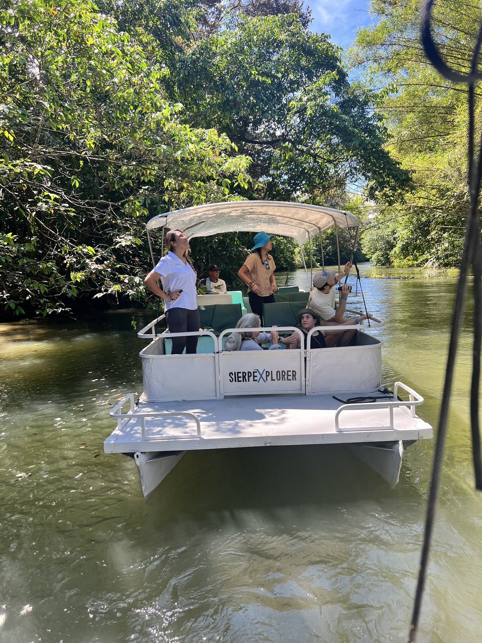 Tour boat on the Sierpe River, the gateway to Drake Bay
