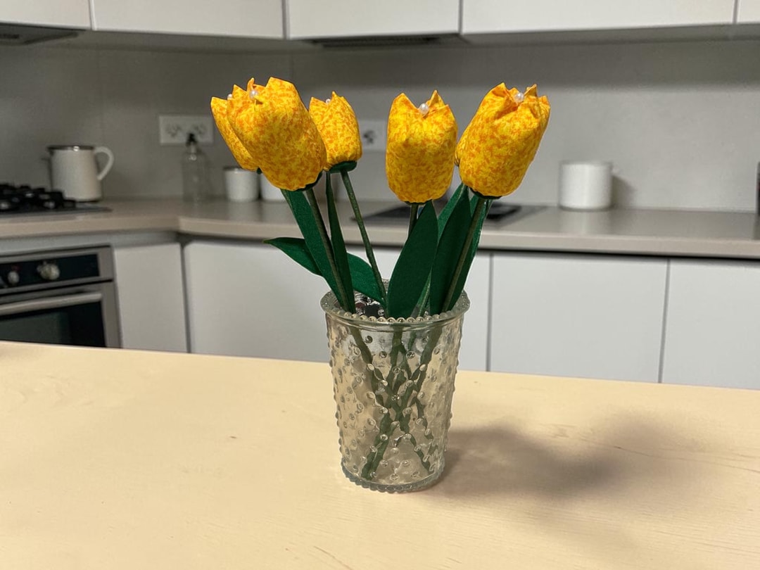 Yellow Fabric Tulips — A Jar of Sunshine