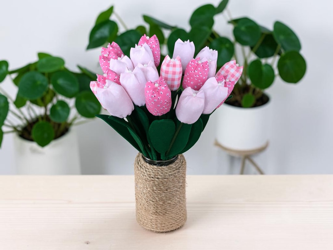 Pink Fabric Tulips — Spring That Folds Up Small