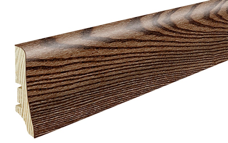 Podlahová soklová lišta dýhovaná, dýha jasan, barva káva, lak standard, 2200 x 58 mm, profil P20, P2002062A