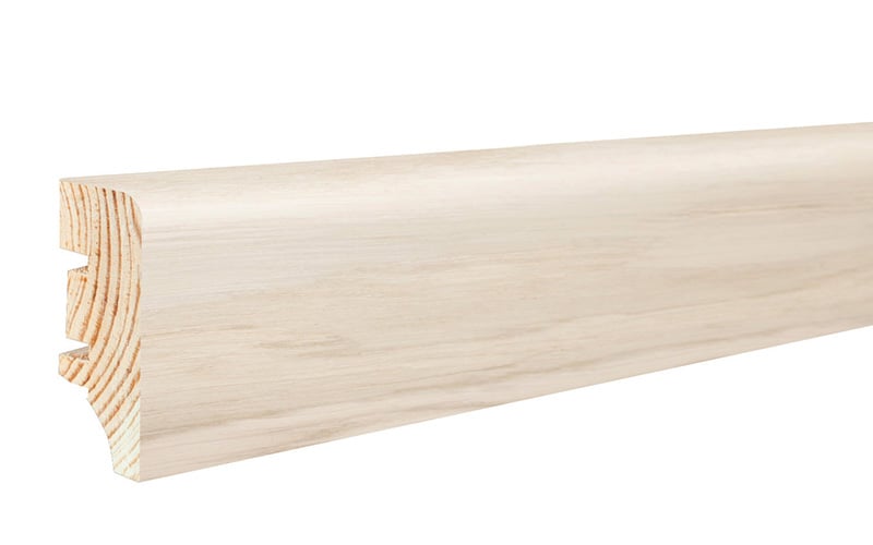 Podlahová soklová lišta dýhovaná, dýha jasan, lak bělený, 2200 x 40 mm, profil P4P, P4P01032A