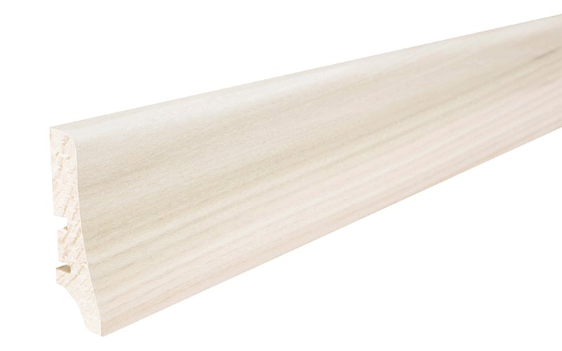 Podlahová soklová lišta dýhovaná, dýha jasan, lak standard, 2200 x 58 mm, profil P20, P2002031A