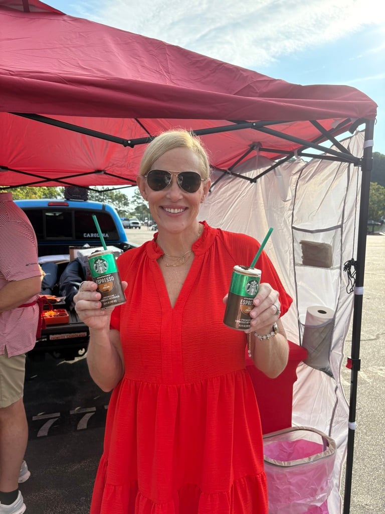 The Hitching Post horse trailer mobile bar set up at an outdoor event in Cary NC