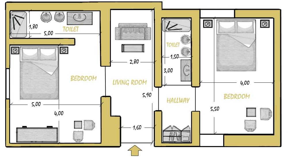 Suite Sikalindi, planimetria
