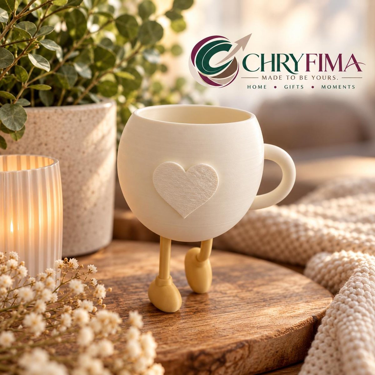Beker op pootjes met hartje van CHRYFIMA