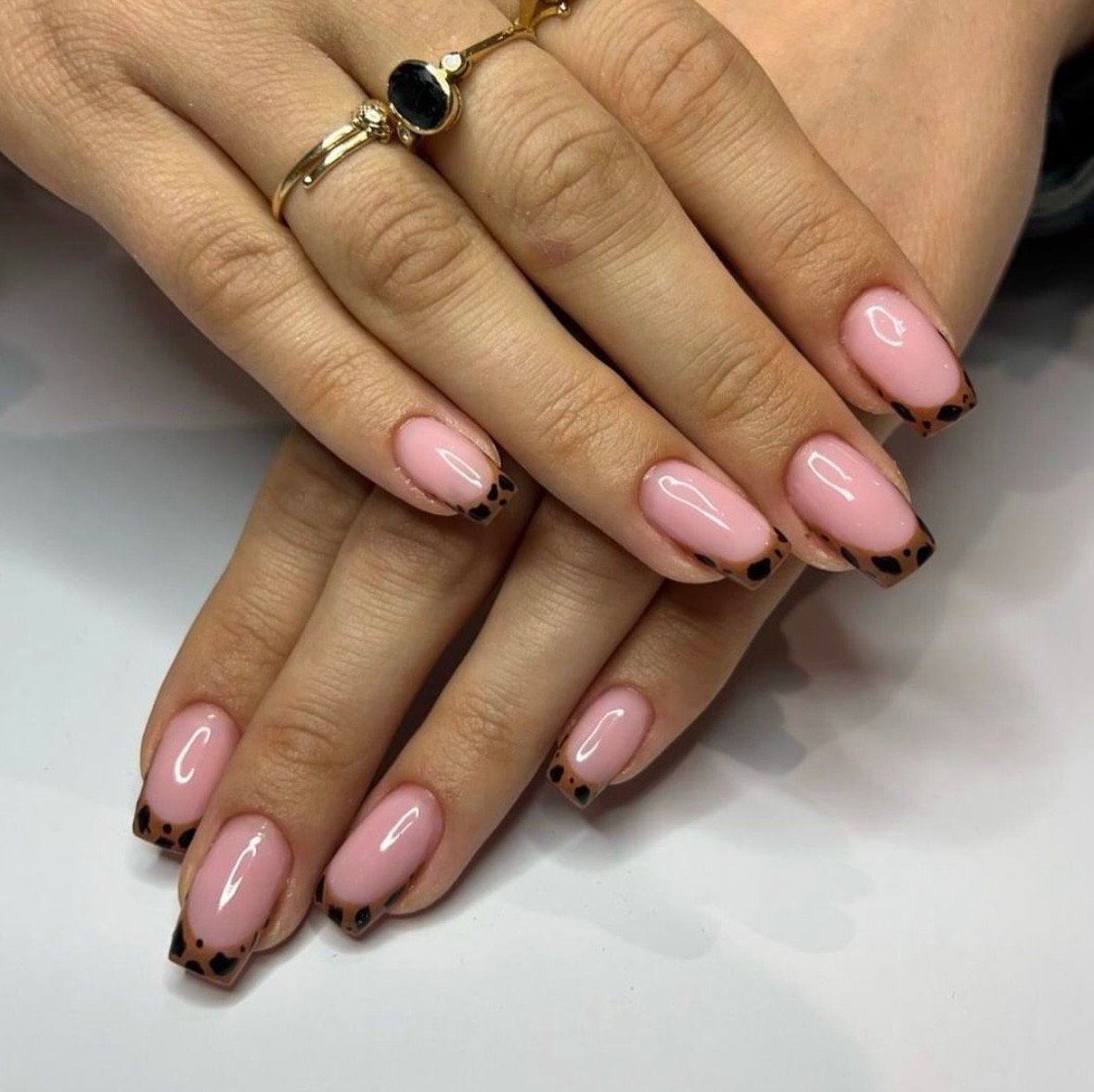 Nude and gold nails
